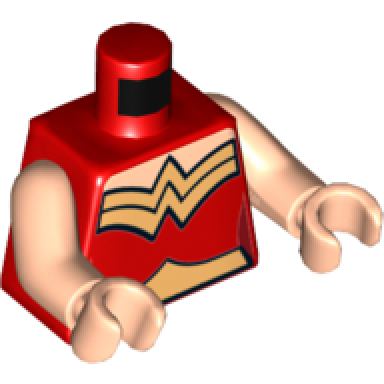 red torso female outline and gold trim and belt high cut pattern wonder woman light nougat arms light nougat hands