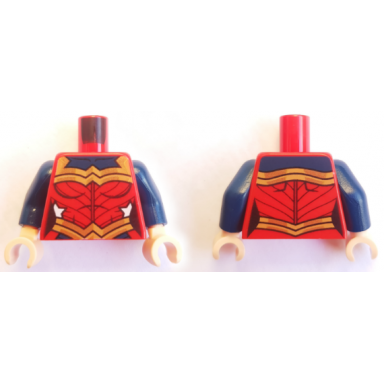 red torso female outline and gold trim and belt and dark blue collar pattern wonder woman dark blue arms light nougat hands