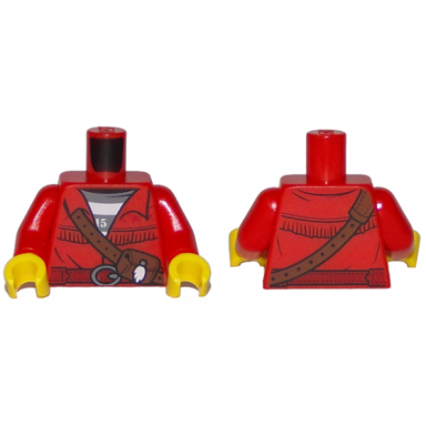 red torso town prisoner shirt under fringed jacket with leather pouch pattern red arms yellow hands