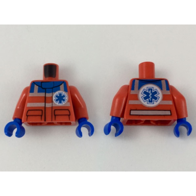 red torso safety stripes small emt star and emt star of life on back pattern red arms blue hands