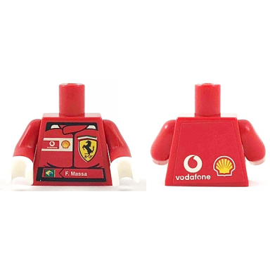 red torso racers ferrari shell vodafone front shell vodafone logo back stickers with f massa name pattern red arms white hands
