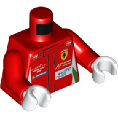 red torso speed champions with omp ferrari afcorse wec logo on front omp ferrari afcorse and shell logo on back pattern red arms white hands