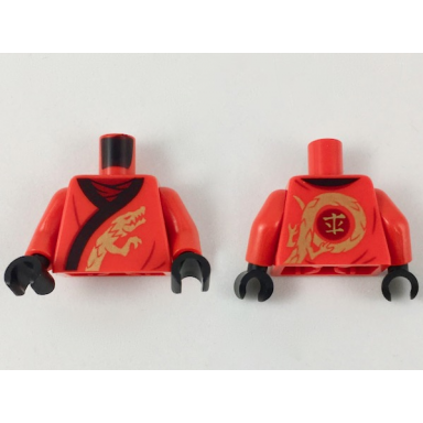 red torso ninjago robe with black hem and gold dragon pattern red arms black hands