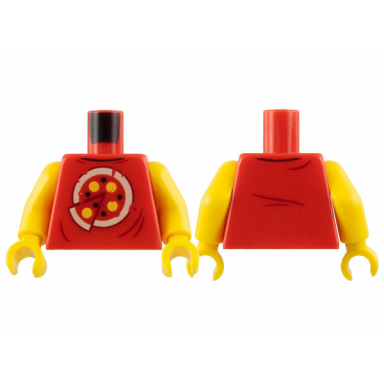 red torso shirt with pizza pattern yellow arms yellow hands