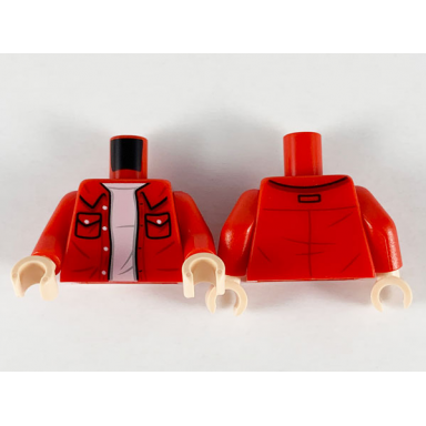 red torso shirt with collar and pockets white t-shirt pattern red arms light nougat hands