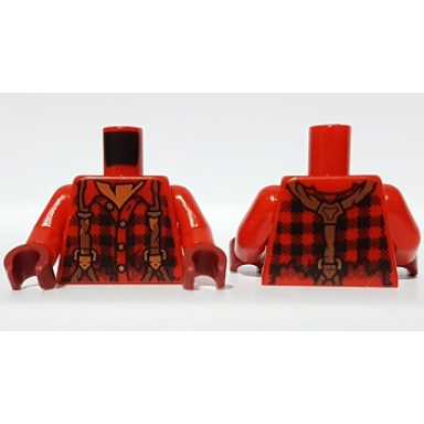 red torso plaid flannel shirt with suspenders pattern red arms dark red hands