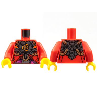 red torso robe silver armor with gold hoses magenta sash pattern red arms yellow hands