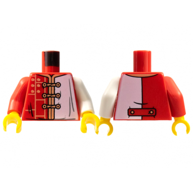red torso tang jacket white left side medium nougat hems and lacing pattern white arm left red arm right yellow hands