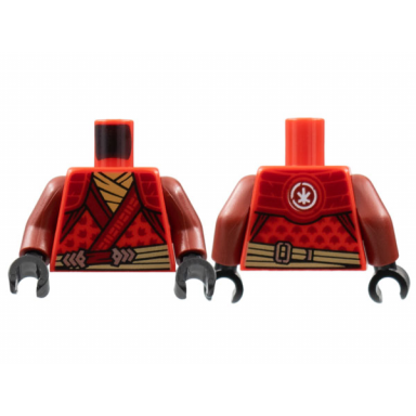 red torso tunic dark red hems and leaves shoulder pads medium nougat scarf tan belt pattern dark red arms black hands