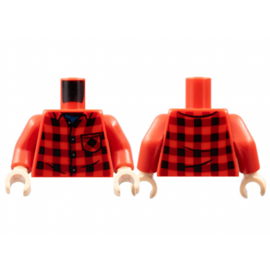red torso flannel shirt with pocket dark blue t-shirt pattern red arms light nougat hands