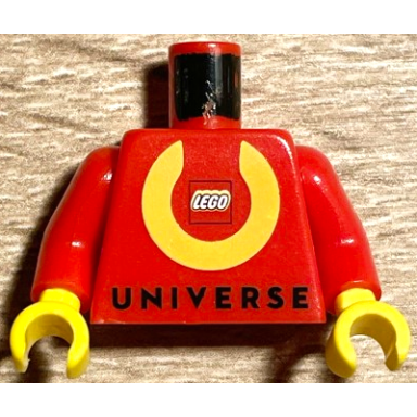 red torso with black universe and yellow lego universe logo pattern red arms yellow hands
