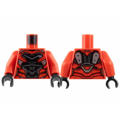 red torso female armor black chest red ribbing silver trim pattern red arms black hands