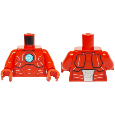 red torso armor with medium azure and white circle arc reactor black panel lines silver trim pattern red arms red hands