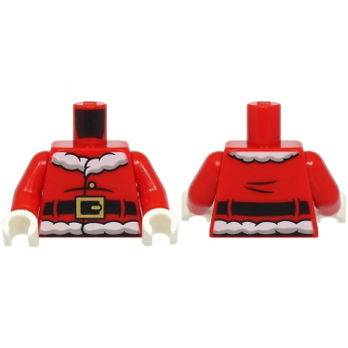 red torso santa jacket with white fur collar and waistband black creases and belt with gold buckle pattern bam red arms white hands