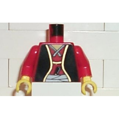 red torso castle ninja samurai robe sash and dagger pattern shogun red arms yellow hands