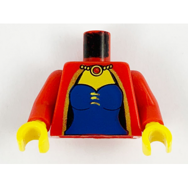red torso castle knights kingdom blue corset and necklace pattern maiden red arms yellow hands