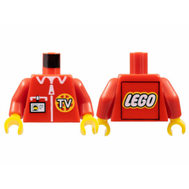 red torso tv logo zipper and id badge pattern - lego logo on back red arms yellow hands