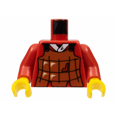 red torso castle ninja armor brown leather pattern robber red arms yellow hands