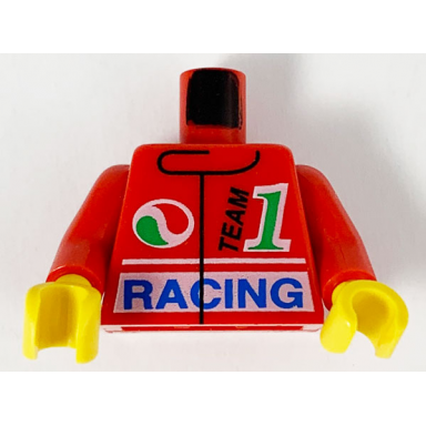 red torso jacket octan logo black team green number 1 blue racing pattern red arms yellow hands