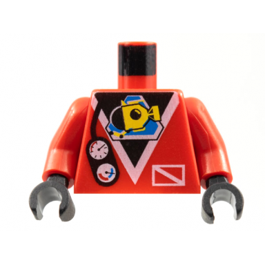 red torso divers submarine logo and gauges pattern red arms black hands