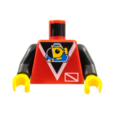 red torso divers submarine logo pattern black arms yellow hands