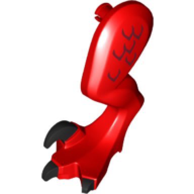 red dinosaur leg large rear raptor left with pin with black claws and dark red scales pattern