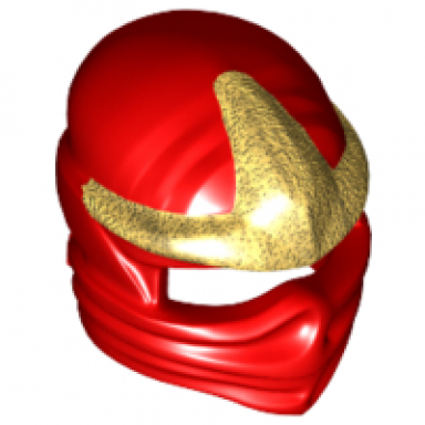 red minifigure headgear ninjago wrap with gold 3 point emblem pattern