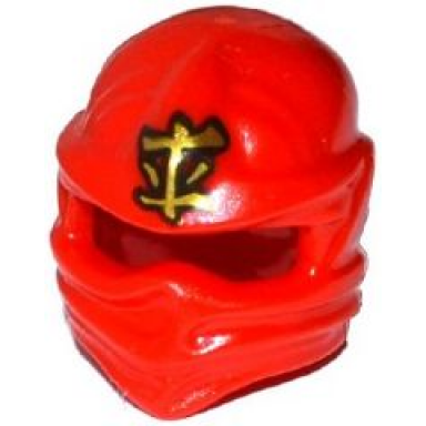red minifigure headgear ninjago wrap with gold ninjago logogram fire pattern