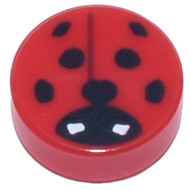 red tile round 1 x 1 with ladybug small white eyes pattern