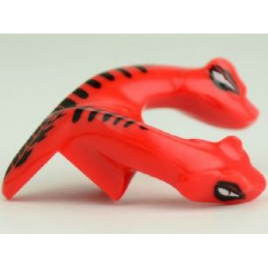 red minifigure head modified snake two-headed with black scales pattern