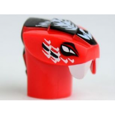 red minifigure head modified snake with white and black scales pattern