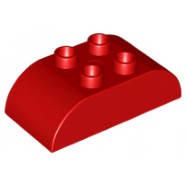 red duplo brick 2 x 4 slope curved double