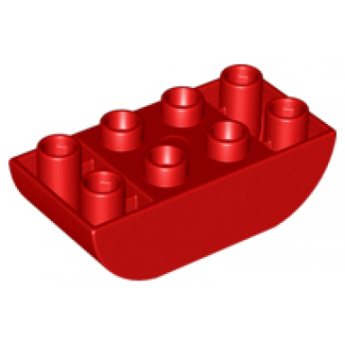 red duplo brick 2 x 4 slope curved inverted double