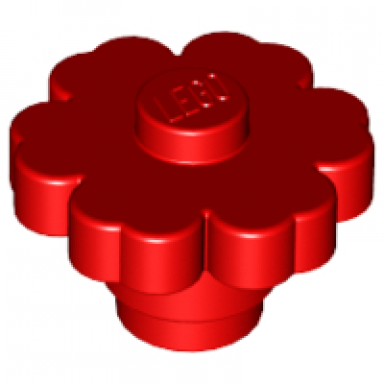 red plant flower 2 x 2 rounded - solid stud