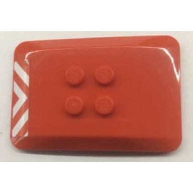red wedge 6 x 4 x 2 3 quad curved with red and white chevron and danger stripes pattern sticker - set 70813