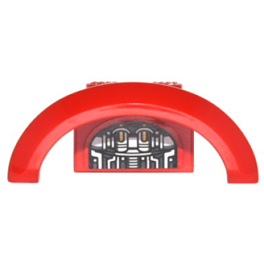 red vehicle mudguard 4 x 2 1 2 x 1 with arch round with black and silver car mechanical parts on inside pattern sticker - set 76077