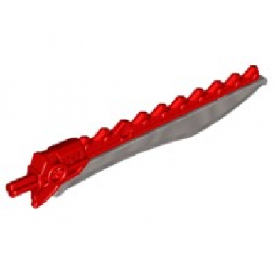 red hero factory weapon saw with molded flat silver sword blade pattern