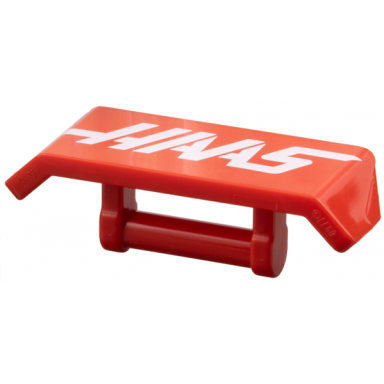 red vehicle spoiler with bar handle with white haas pattern
