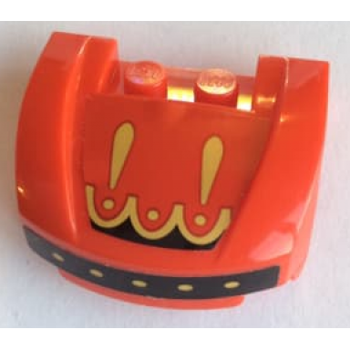 red vehicle mudguard 3 x 4 x 1 2 3 curved front with awning with gold scalloped edge and dots pattern stickers - set 70629