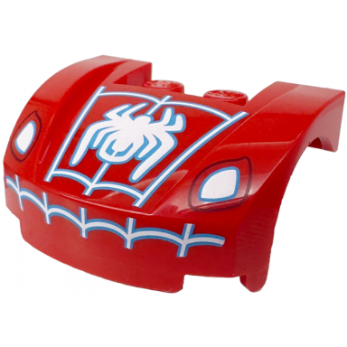 red vehicle mudguard 3 x 4 x 1 2 3 curved front with white headlights spider and web with medium azure outline pattern