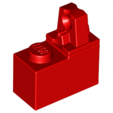 red hinge brick 1 x 2 locking with 1 finger top