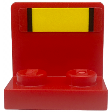 red bracket 1 x 2 - 2 x 2 inverted with black and yellow stripes pattern sticker - set 76914