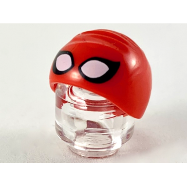 red minifigure headgear cap swimming with large white eyes and black outlines pattern