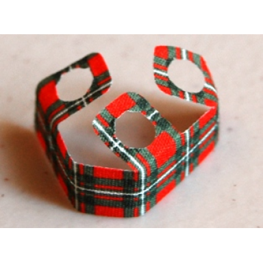 red minifigure skirt cloth length 8mm with green and white tartan kilt pattern