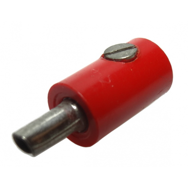 red electric connector 1-way male rounded with hollow pin banana plug
