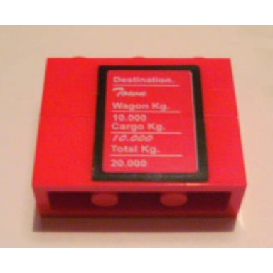 red stickered assembly 3 x 1 x 2 with destination wagon kg cargo kg and total kg pattern sticker - set 7898 - 2 brick 1 x 3