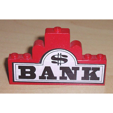 red stickered assembly 8 x 1 x 4 with bank and dollar sign pattern sticker - set 6765