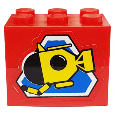 red stickered assembly 3 x 2 x 2 with divers pattern sticker - set 6560 - 2 brick 2 x 3