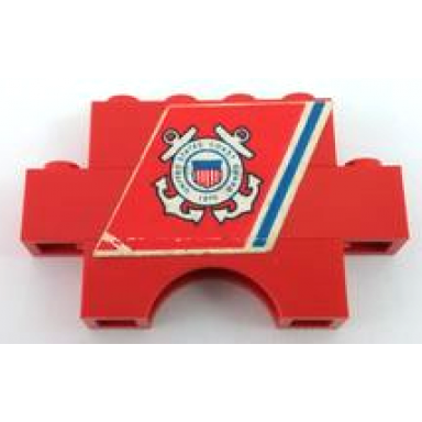 red stickered assembly 6 x 1 x 3 with united states coast guard 1790 pattern sticker - set 575-1 - 1 brick 1 x 4 1 brick 1 x 6 1 brick arch 1 x 4