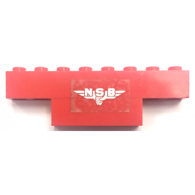 red stickered assembly 8 x 1 x 2 with nsb pattern sticker - set 7740 - 1 brick 1 x 8 1 brick 1 x 4